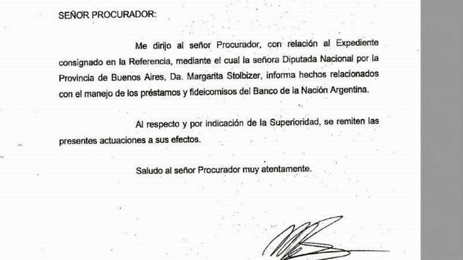 documento. Firmado por Marcos Peña, demuestra el interés del Ejecutivo. Brodksy dijo no recordarlo.&nbsp;