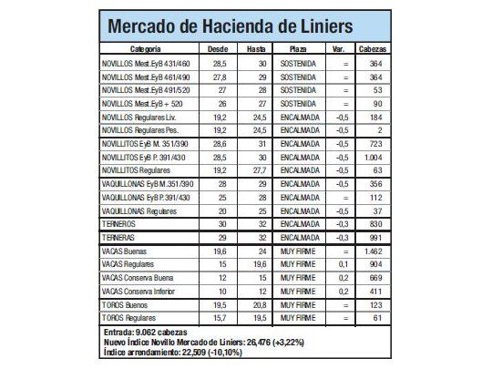 El Índice Novillo subió un 3,2%