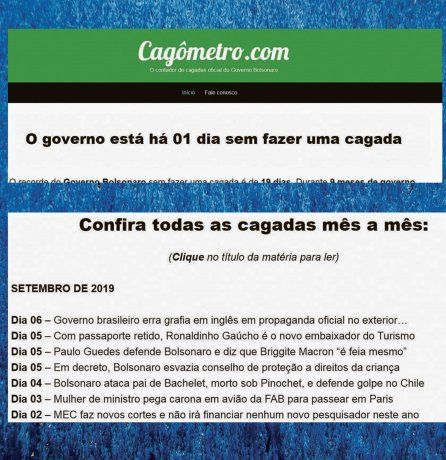 Registro. Brasil inauguró el cagómetro, sitio para registrar día a día las macanas que comete Jair Bolsonaro. Sebastián Piñera sufrió un mecanismo similar. 