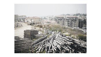 Materiales de construcción y nuevas edificaciones en el asentamiento israelí de Ariel, en Cisjordania. Anoche venció el período de congelamiento de nuevas colonias.