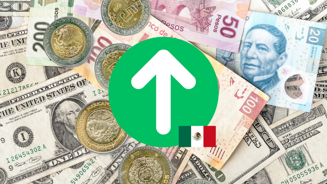 El peso mexicano, en alza.