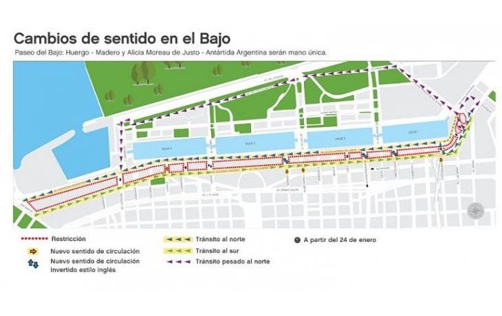 Paseo del Bajo: cambian sentido de 4 avenidas y recorrido de colectivos