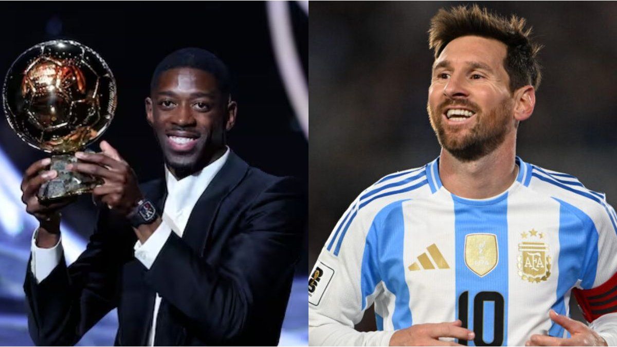 Messi’s reaction after the Frenchman Ousmane Dembélé won the Golden Ball