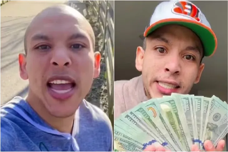 The influencer called to steal houses and supermarkets, while showing with dollar bills. The influencer called to steal houses and supermarkets, while showing with dollar bills.