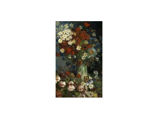 Naturaleza muerta floral con amapolas y rosas