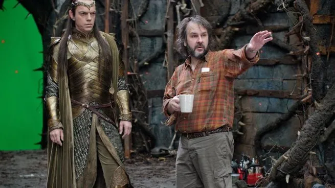 Hugo Weaving junto a Peter Jackson durante el rodaje de El Hobbit.&nbsp;