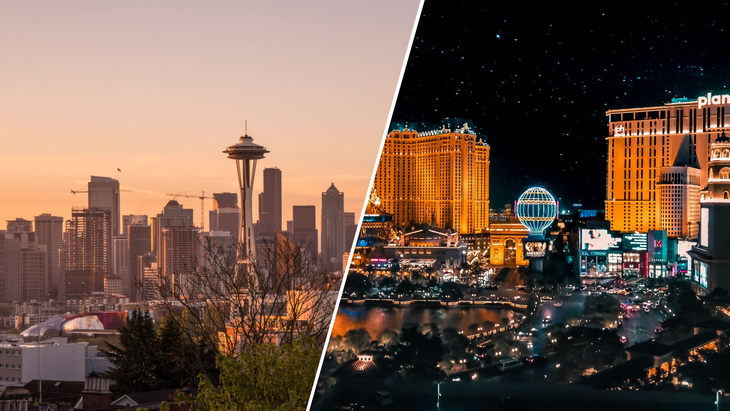 Las ciudades de Seattle y Las Vegas. Las ciudades de Seattle y Las Vegas.