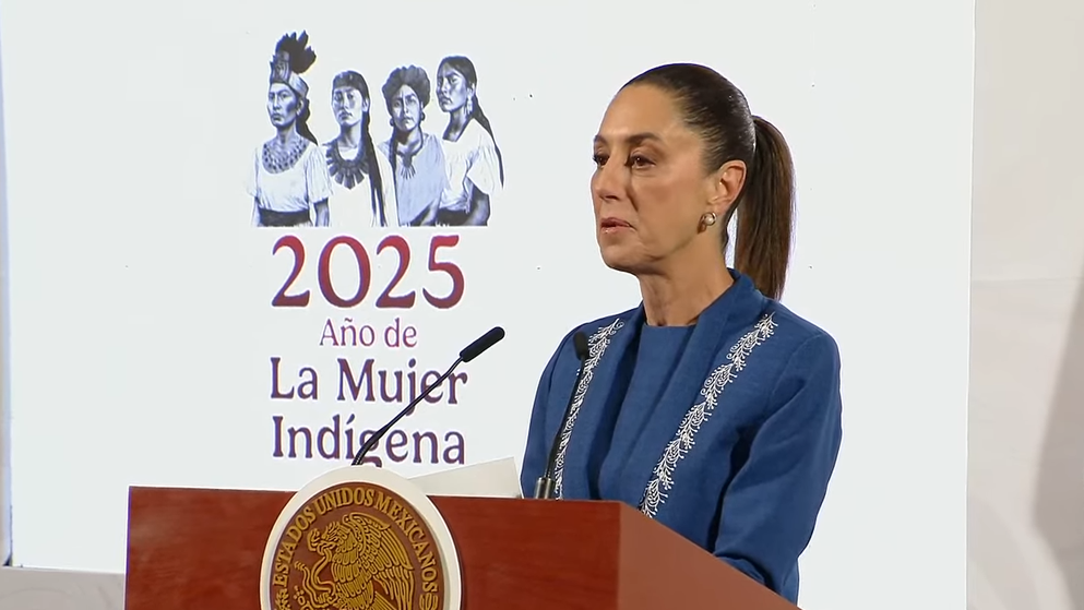 Claudia Sheinbaum habla en la Mañanera del Pueblo de este miércoles.