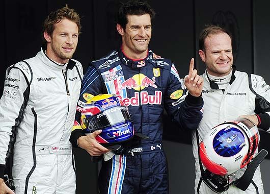 Webber, junto a Barrichello y Button.
