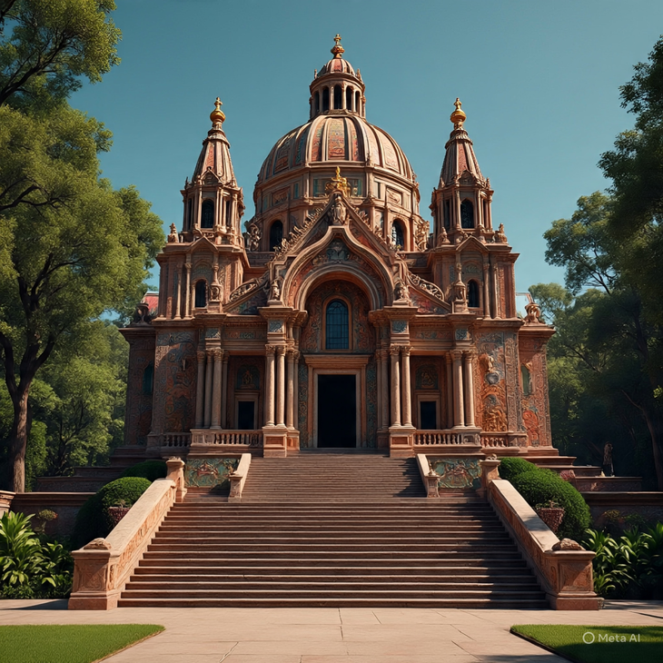 Así se vería la Basílica de Guadalupe si fuera un templo azteca, según la Inteligencia Artificial. Así se vería la Basílica de Guadalupe si fuera un templo azteca, según la Inteligencia Artificial.