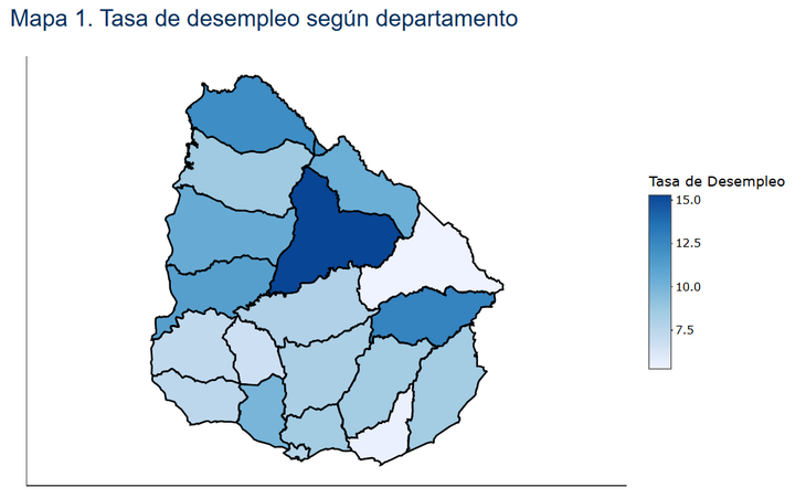 Las tasas de desempleo (julio - setiembre) en los departamentos del litoral se redujeron junto con la diferencia cambiaria con Argentina. Las tasas de desempleo (julio - setiembre) en los departamentos del litoral se redujeron junto con la diferencia cambiaria con Argentina.