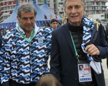 Diógenes de Urquiza y Mauricio Macri durante los Juegos Olímpicos de la Juventud Buenos Aires 2018.