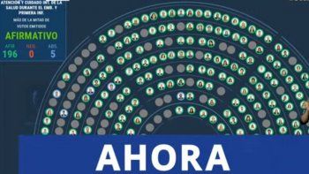 La sesión terminó con 196 votos afirmativos, 0 negativos y 5 abstenciones
