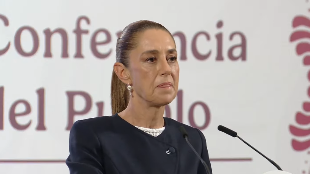 La Presidenta en una nueva Mañanera del Pueblo desde el Palacio Nacional.