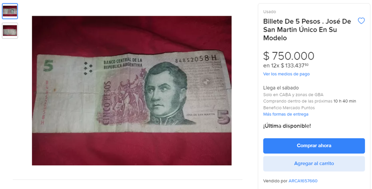 Los billetes de $5 circulan por las aplicaciones de compra y venta. Los billetes de $5 circulan por las aplicaciones de compra y venta.