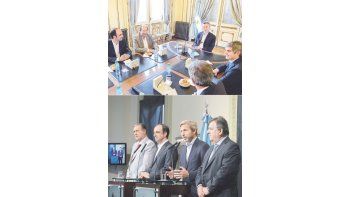 Cumbre de la alianza de Gobierno: Mauricio Macri recibió a José Corral, presidente de la UCR, junto Ernesto Sanz y Marcos Peña, y la conducción del radicalismo.Más tarde Corral, junto a Rogelio Frigerio; Mario Negri, presidente del bloque UCR de Diputados, y Ángel Rozas, de la bancada del Senado, explicaron en público el apoyo al nombramiento en comisión de los dos jueces para la Corte Suprema.