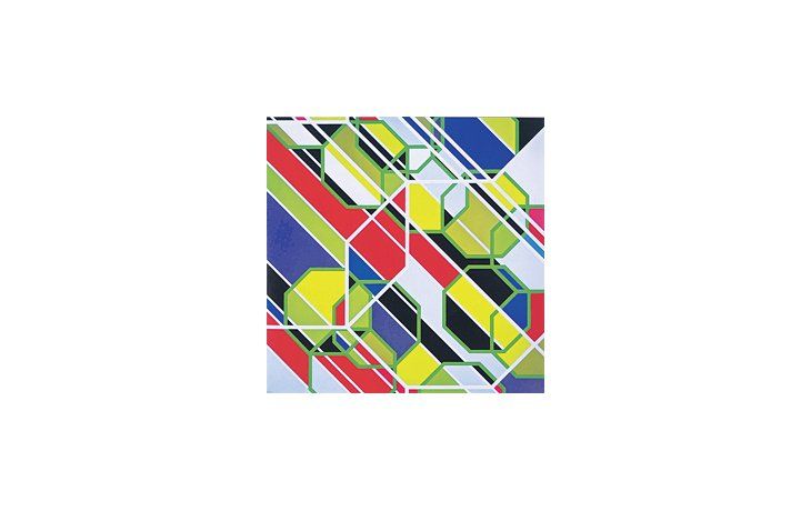 Obra de la estadounidense Sarah Morris que integra «Color on Color», muestra itinerante del acervo del Museo de Arte Contemporáneo de Buenos Aires en exhibición en Florida International University.