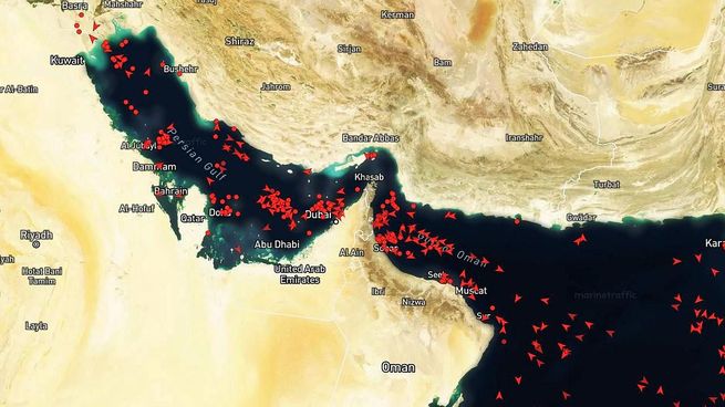 Imagen del estrecho de Ormuz horas antes de que se reabra el paso.