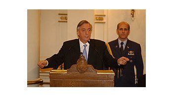 El Presidente en un acto en Casa de Gobierno.