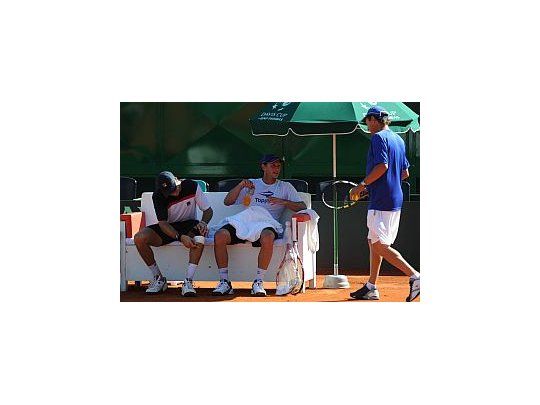 Berlocq y Nalbandian practicaron en la cancha central, bajo las órdenes de Jaite.