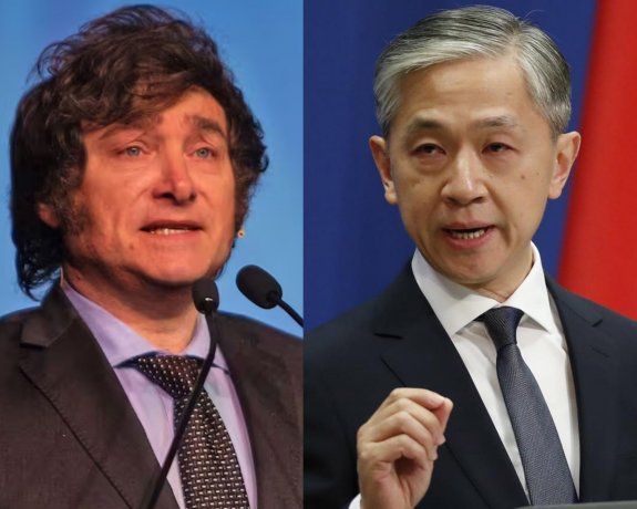 Javier Milei y el canciller chino, Wang. Javier Milei y el canciller chino, Wang.