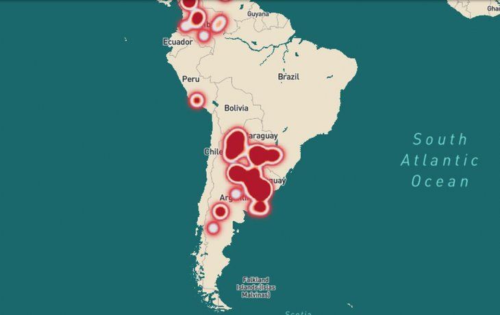 El mapa de&nbsp;Acá NO hay internet.