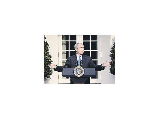 George W. Bush anunció ayer el desarmenuclear de Corea del Norte en el Jardín delas Rosas de la Casa Blanca.