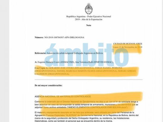 Bolivia captura notas Gendarmería armamento