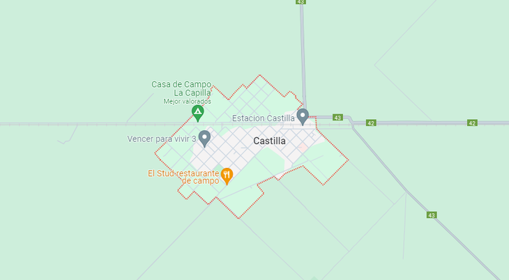 Castilla is located 150 kilometers from the City of Buenos Aires. Castilla is located 150 kilometers from the City of Buenos Aires.
