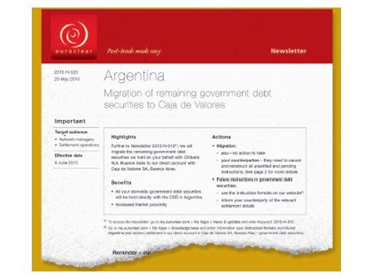 Buitres: Euroclear también avalará pago de deuda en Buenos Aires