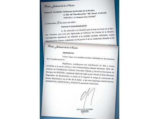 Facsímil de la resolución judicial que accede al pedido de laDefensoría del Pueblo.