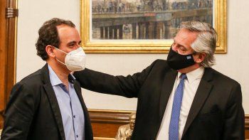 Juan Manuel Llamosas junto a Alberto Fernández en Casa Rosada. ﻿
