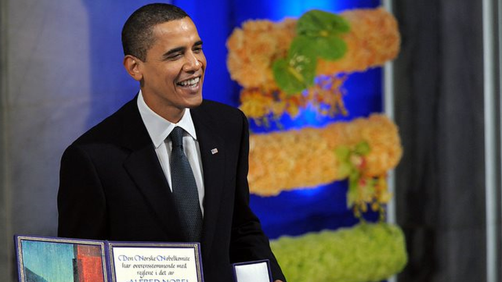 Barack Obama received the Nobel Peace Prize in 2009 for its first diplomatic efforts and the construction of international coalitions. Barack Obama received the Nobel Peace Prize in 2009 for its first diplomatic efforts and the construction of international coalitions.