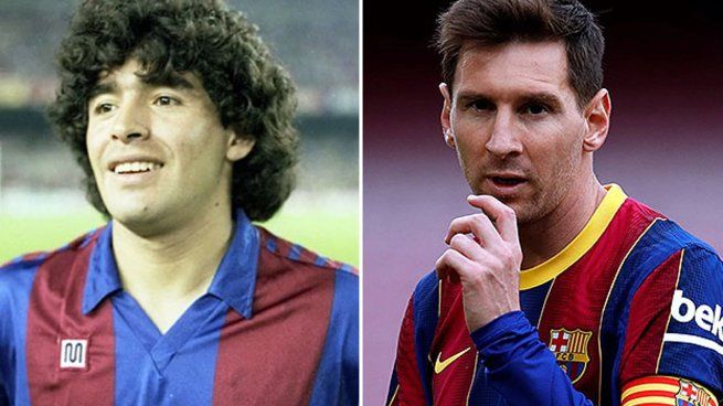 Maradona y Messi, ídolos del Barcelona