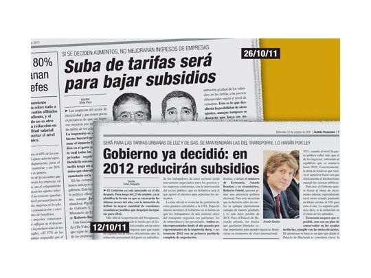 Así se informa. En las ediciones del 12 y el 26 de octubre pasados, este diario anticipó la política que seguiría el Gobierno en materia de subsidios. Ayer la noticia se confirmó.