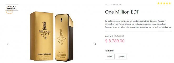One Million EDT de Paco Rabanne.