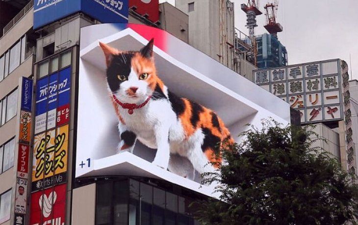 El gigantesco felino es una forma de promocionar la pantalla 4K por parte de Cross Space