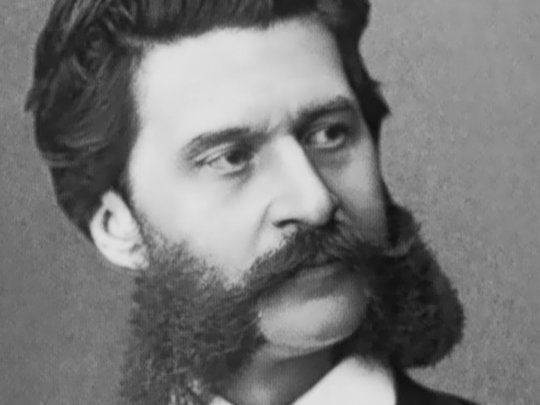 Johann Strauss, compositor de El Danubio Azul y docenas de otros valses suyos como Voces de Primavera, Vino, Mujeres y Canto, Sangre Vienesa y operetas como El Murciélago. 