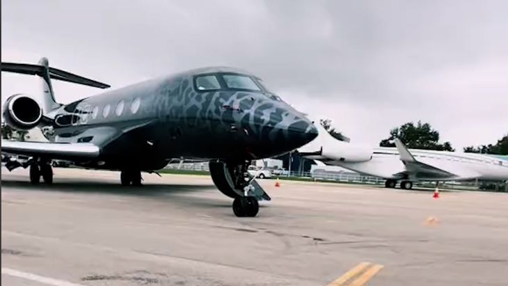 The exterior of the plane features a striking leopard-like design, with a paint job that cost more than half a million dollars. His tail number, N236MJ, has personal meaning for Jordan. The exterior of the plane features a striking leopard-like design, with a paint job that cost more than half a million dollars. Its tail number, N236MJ, has personal meaning for Jordan.