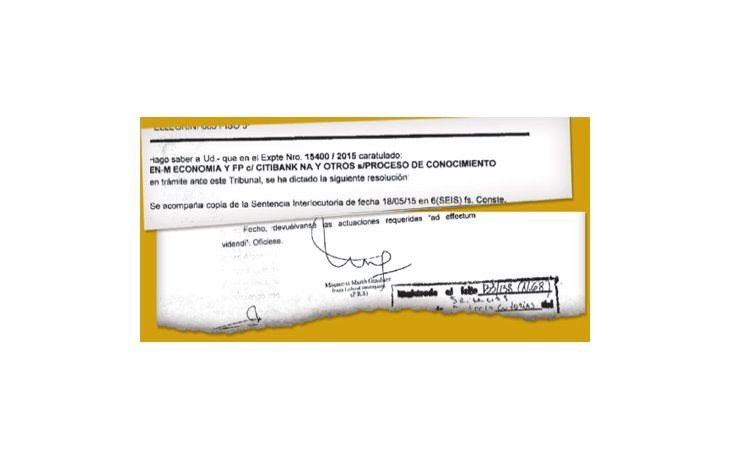 Facsímil de la disposición judicial, cuyo texto completo está disponible en www.ambito.com