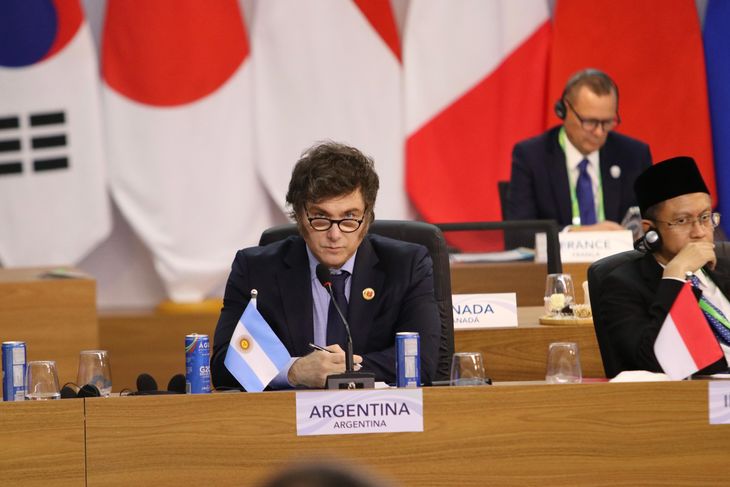 Javier Milei speaking at the G20. Javier Milei speaking at the G20.
