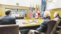 NERVIOS. Joe Biden mantuvo ayer una reunión con su equipo de seguridad nacional desde la residencia de Camp David. Más tarde contactó a los principales líderes europeos para definir los próximos pasos en la puja con Rusia.