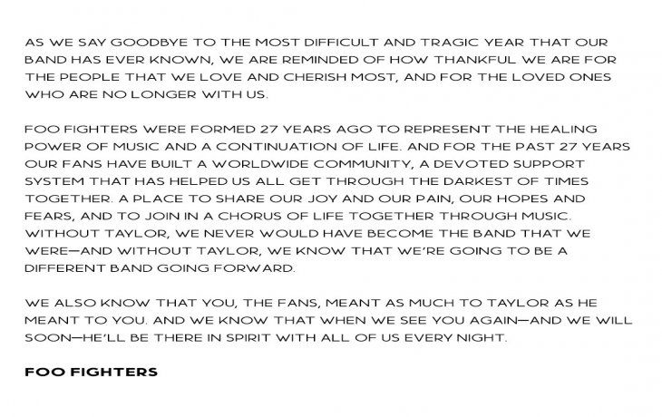 Foo Fighters confirms what their future will be after the death of their drummer