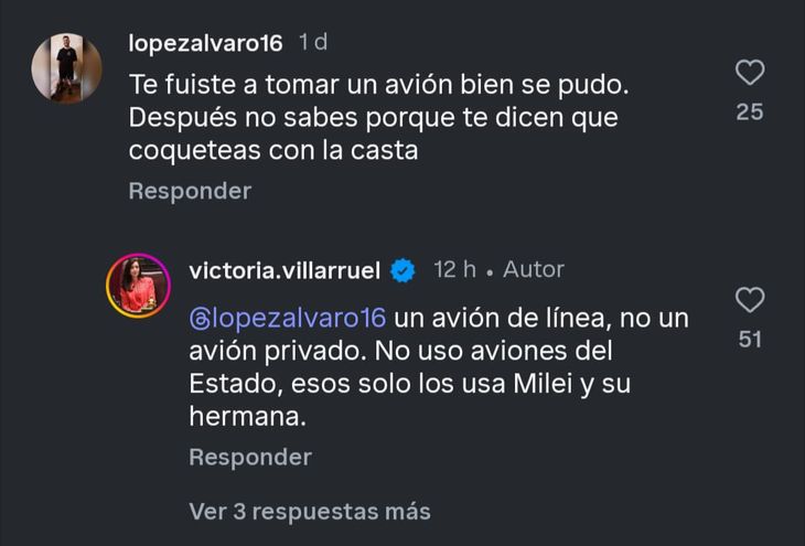 Villarruel arremetió contra los hermanos Milei por sus usos de los recursos del Estado.