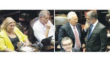 Elisa Carrió acusó al kirchnerismo de votar una ley a medida de sus funcionarios. Llevó al recinto su propio proyecto para regular la responsabilidad del Estado. Héctor  Recalde hablaba con Roberto Feletti sobre el proyecto para gravar autos de alta gama que se había dictaminado horas antes. Eric Calcagno en la banca.