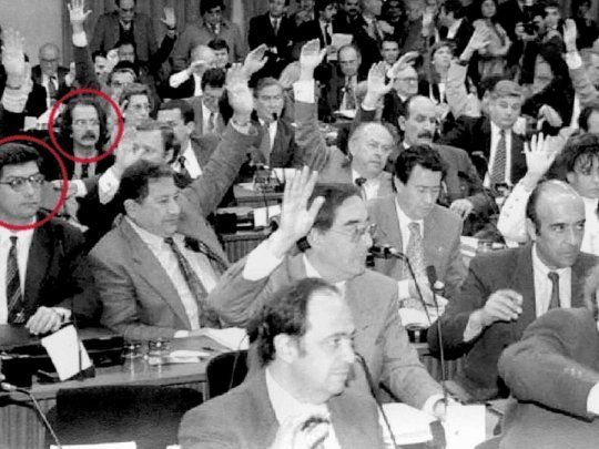 Constituyente. En ´94, Horacio Rosatti, de lentes, delante de Juan Carlos Maqueda, binomio de la Corte ahora.