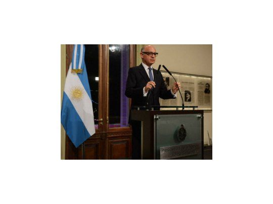 El canciller Héctor Timerman durante la conferencia de prensa.