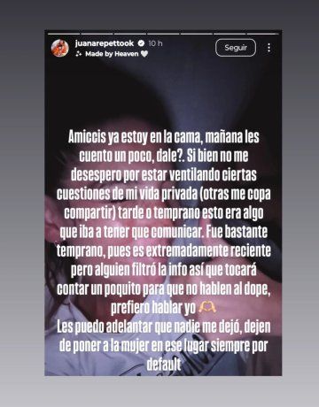 Juana Repetto separated from Sebastián Graviotto after five years of marriage
