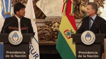 Evo Morales y Mauricio Macri en la Casa Rosada.