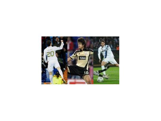 Tres gritos. Higuaín, Aimar y Álvarez festejaron en Europa.
